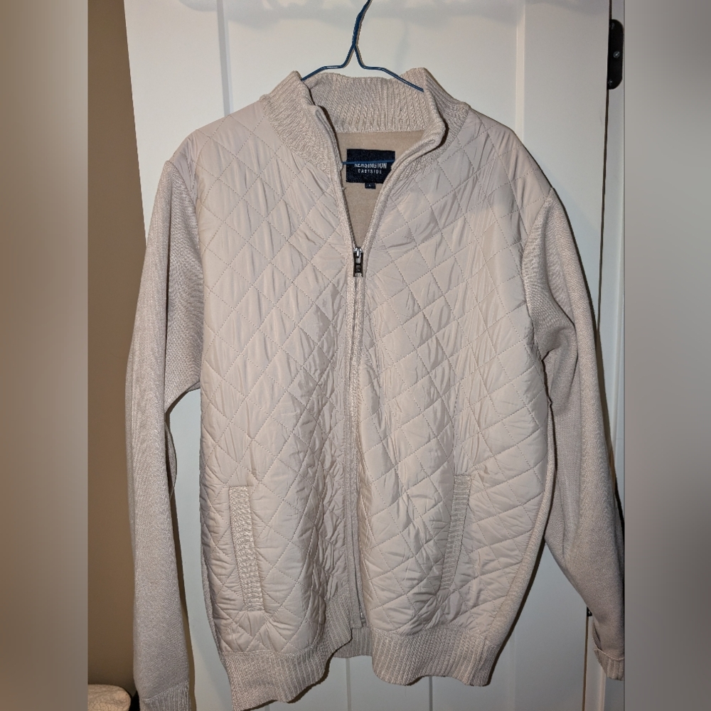 Beige Quilted Zip-Up Jacket